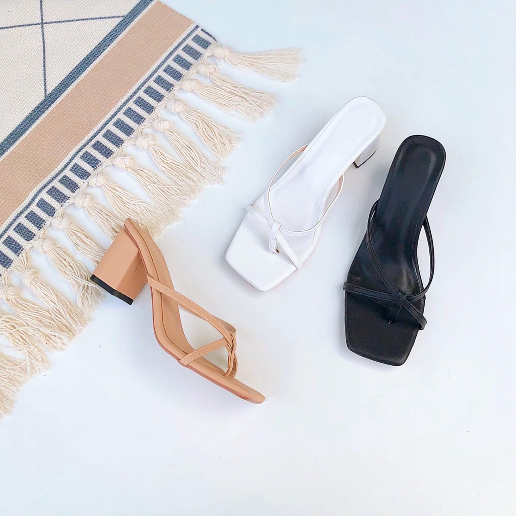 Guốc nữ cao gót đế vuông quai dây gót cao 5 phân bigsize xinh xắn G004