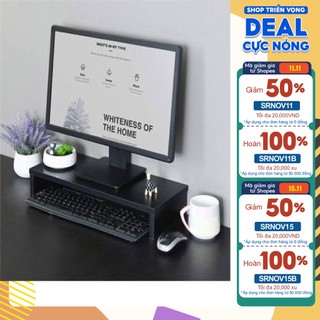 Kệ để màn hình máy tính màu đen, 1 tầng 2 tầng