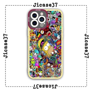 Ốp lưng iphone và samsung xiaomi oppo cạnh vuông Jicase cartoon gia đình simpson