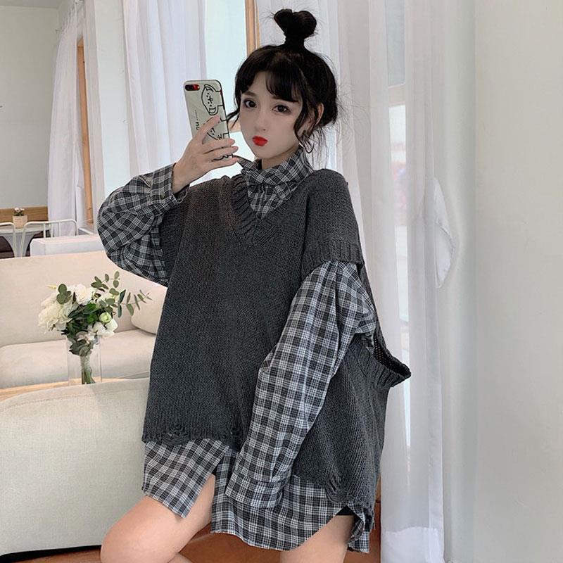 Áo Len Không Tay Thiết Kế Mới Thời Trang Mùa Xuân Thu Theo Phong Cách Hàn Quốc Cho