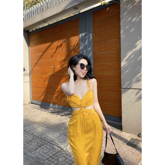 đầm maxi nhún ngực cút eo