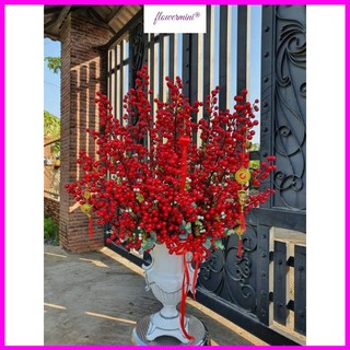 Cành đào đông đỏ loại 1m cao cấp trang trí nhà cửa, decor phòng khách sang trọng Flowermini DD-10