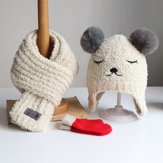 Set nón len + găng tay + khăn choàng cổ giữ ấm cho bé