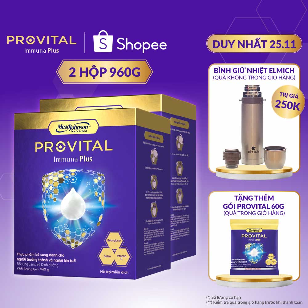 Bộ 2 Hộp sữa Provital Immuna Plus 960G - Giúp tăng cường hệ miễn dịch