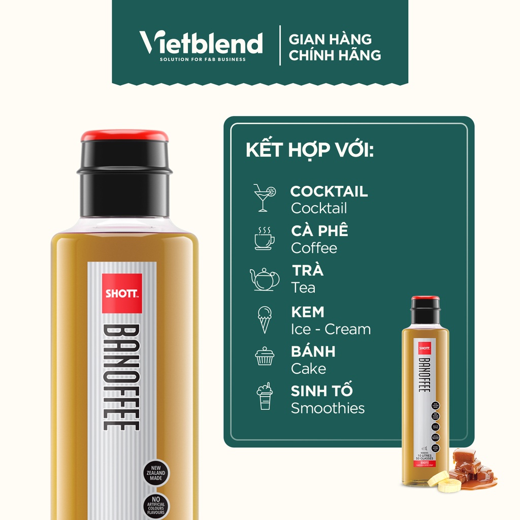 Syrup SHOTT vị Banoffee chai 1L