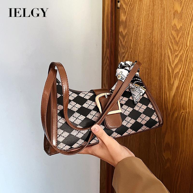 Túi Đeo Vai Bằng Lụa Họa Tiết Hình Thoi Phong Cách retro Thời Trang Cho Nữ