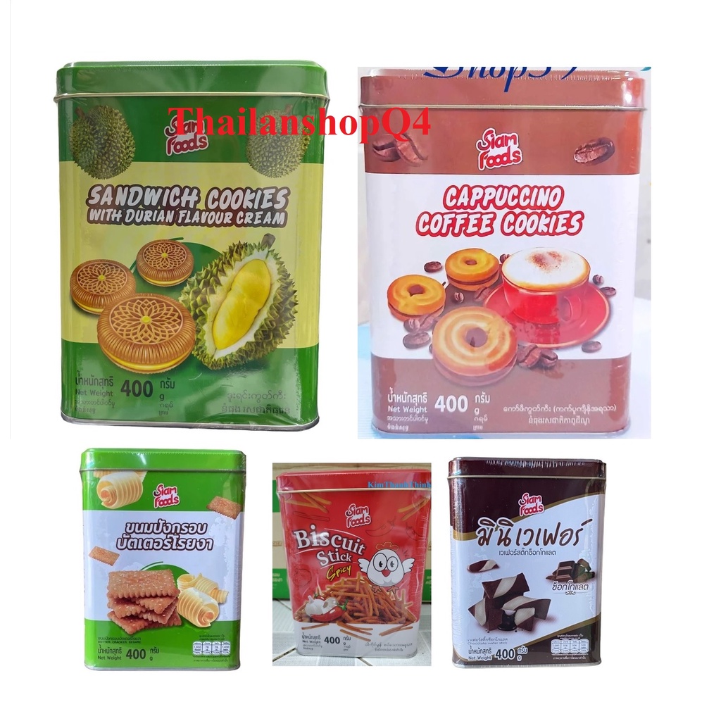- BÁNH QUY BƠ HỘP THIẾC SIAM FOOD 400GR THAILAN hsd 10/2024