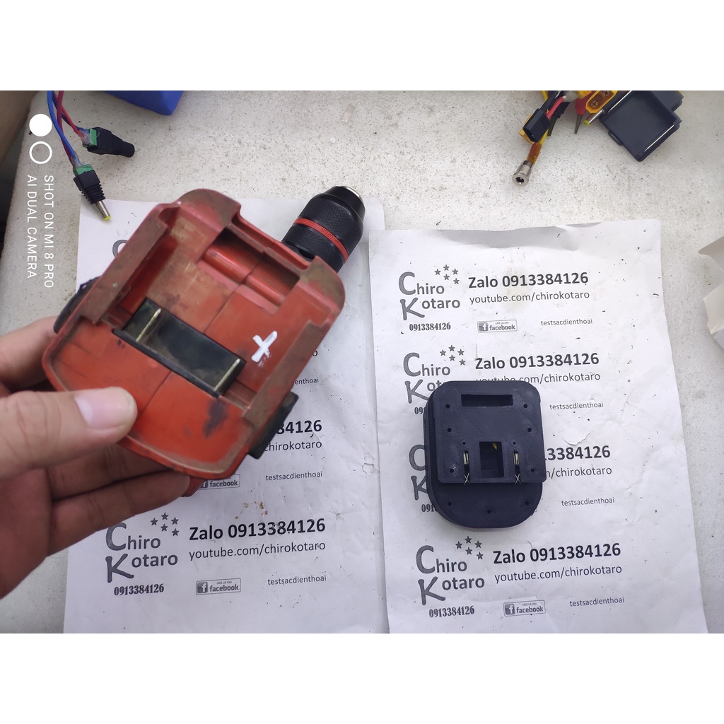Đế chuyển chân pin máy KEYANG 18V sang dùng pin Makita LXT