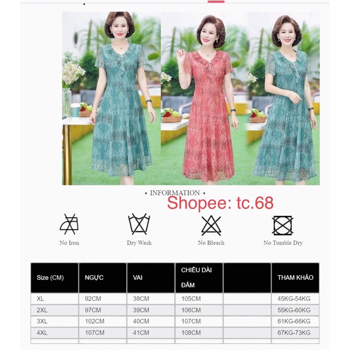 Đầm trung niên voan dự tiệc, váy trung niên dự tiệc AD231