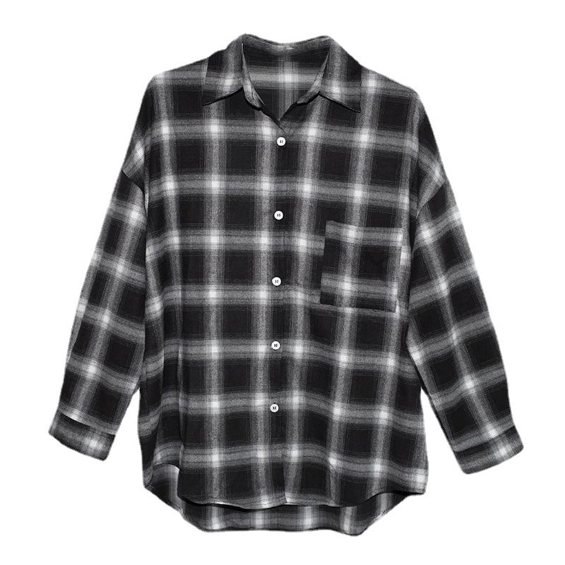 Áo Sơ Mi Tay Dài Dáng Rộng Họa Tiết Kẻ Sọc Cỡ Lớn Thời Trang Công Sở Cho Nữ