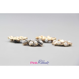 Charm đá 2 màu đen và hổ phách phụ kiện thời trang, gắn lên phụ kiện tóc, làm phụ kiện nơ bờm kẹp tóc, DIY