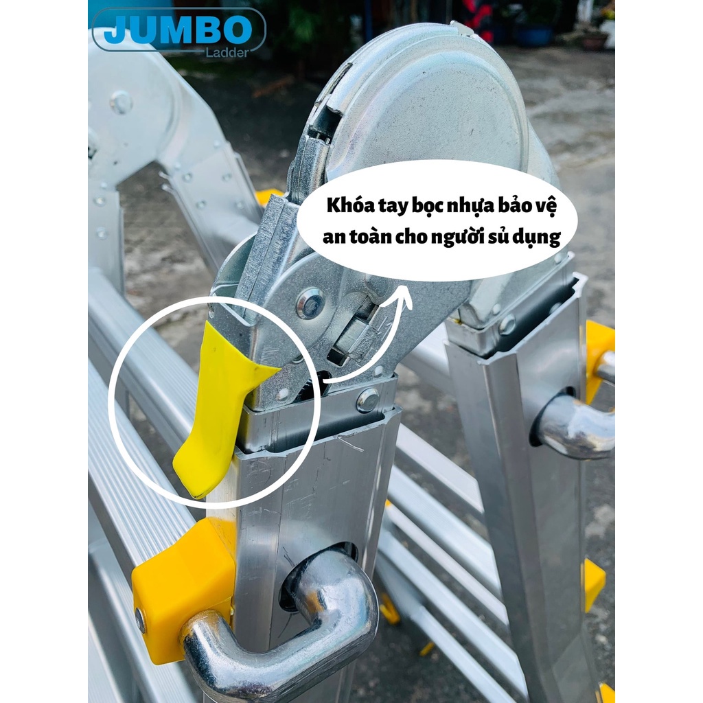 Thang nhôm gấp trượt chữ A mở rộng Sumika SKM403 &amp; Jumbo A403 tải trọng 300kg bảo hành 2 năm, thang sửa chữa điện lạnh