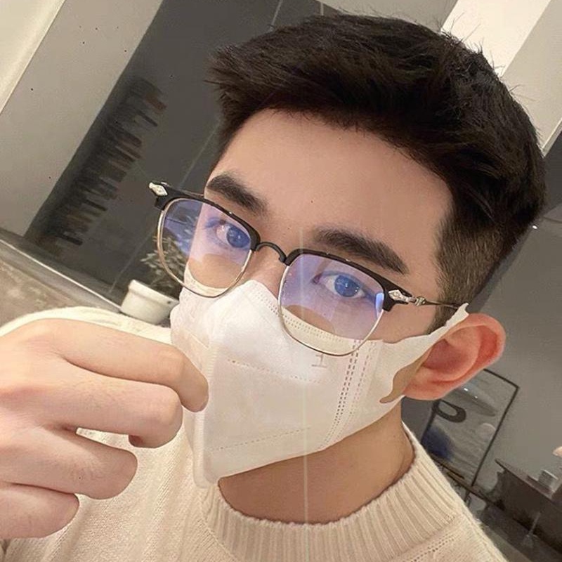 Mắt Kính Nửa Gọng Kim Loại Chống Bức Xạ Thời Trang Cho Nam