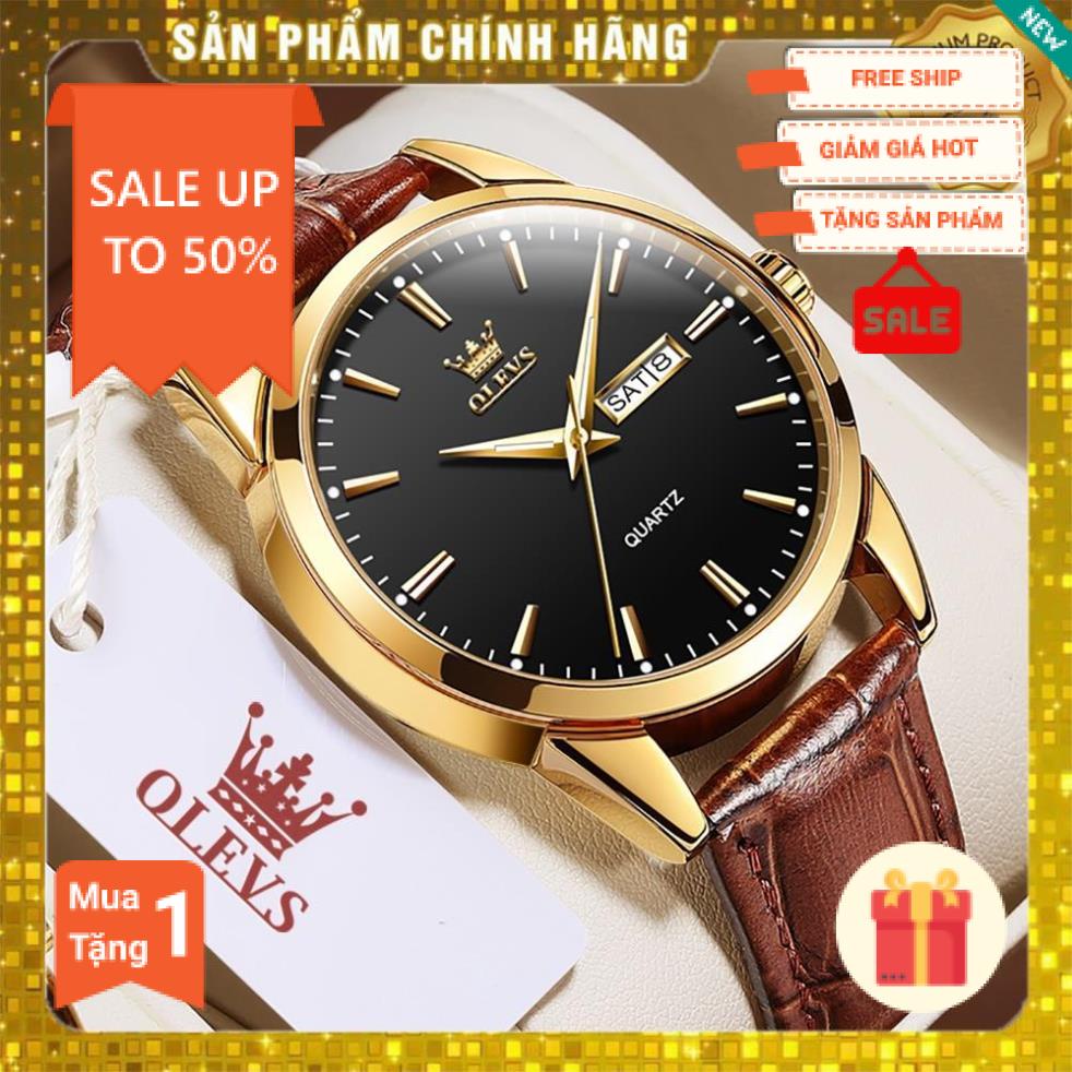 Đồng Hồ OLEVS 6898 Dạ Quang Nhiều Màu Tuỳ Chọn Dây Da Chống Nước Phong Cách Doanh Nhân Cho Nam