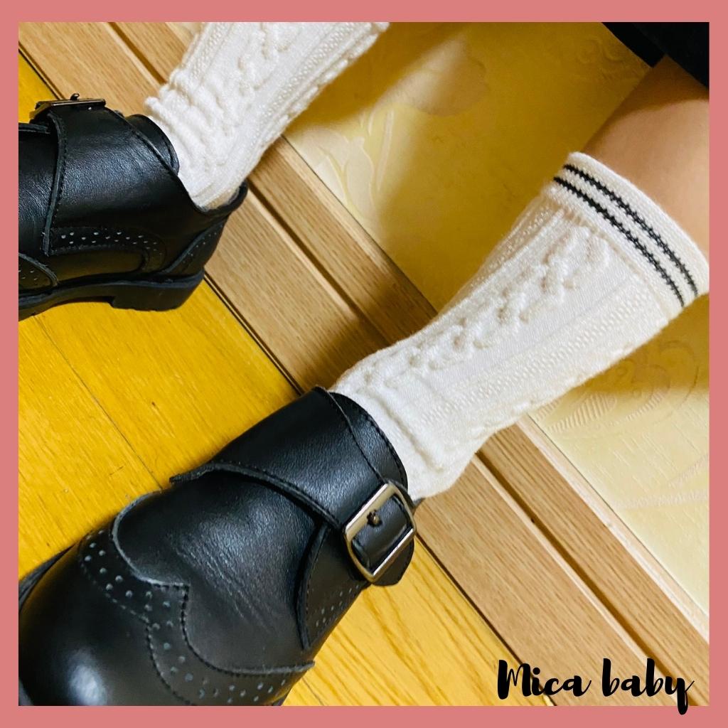 Tất vớ cao cổ chất len dập hình nổi phong cách Hàn Quốc đáng yêu cho bé T40 Mica baby