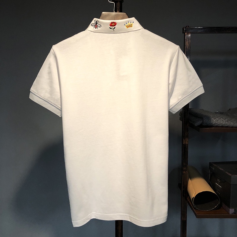 Áo Polo Nam Cổ Bẻ Trơn Phối Thêu Họa Tiết Cổ Sắc Nét, Phong Cách Thời Trang Lịch Sự Sang Trọng