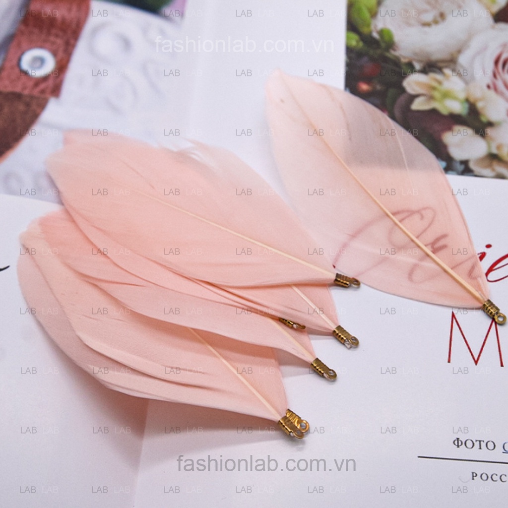 10 chiếc Lông vũ - lông chim chuôi kim loại #0212