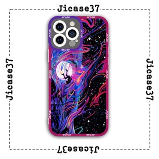 Ốp lưng iphone và samsung xiaomi oppo cạnh vuông Jicase Mặt trăng và vũ trụ