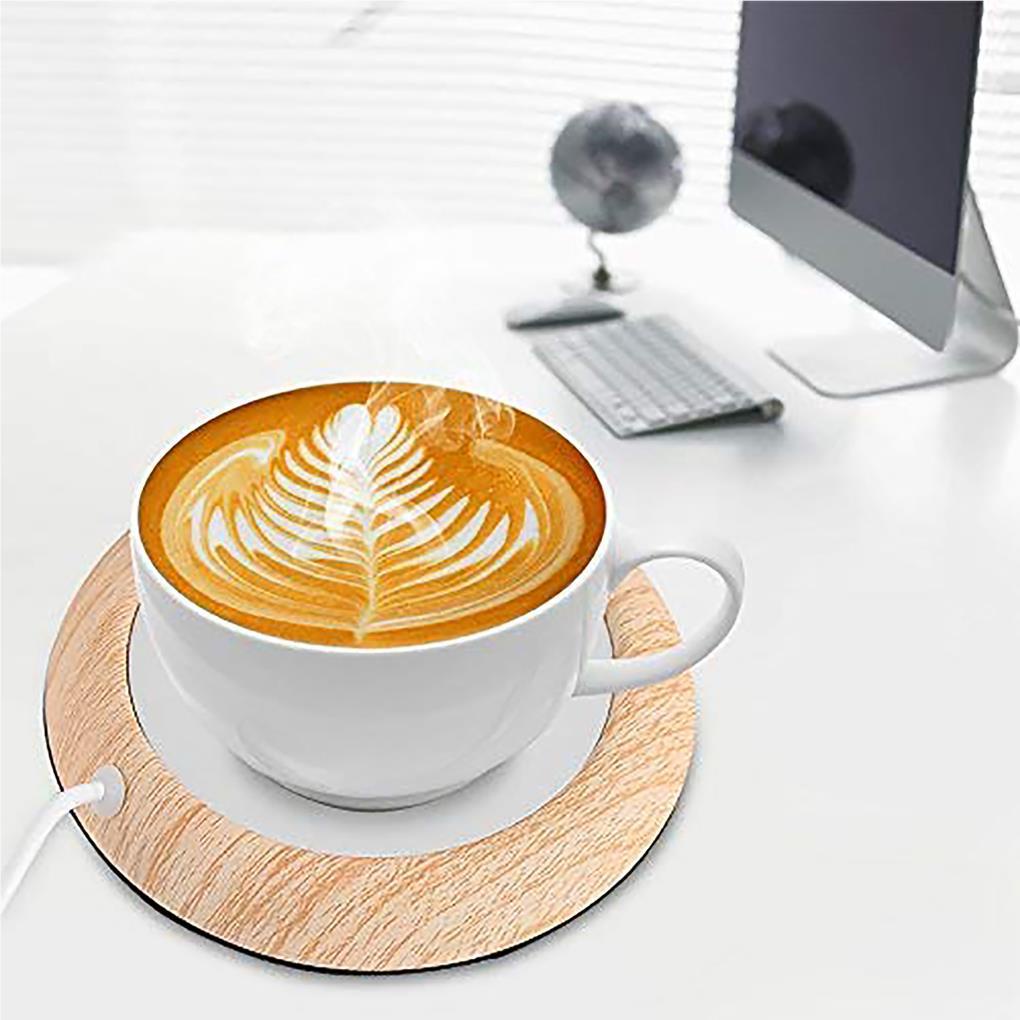 bình giữ nhiệt Đế Hâm Nóng Đồ Uống Kết Nối USB Họa Tiết Vân Gỗ Nhỏ Gọn