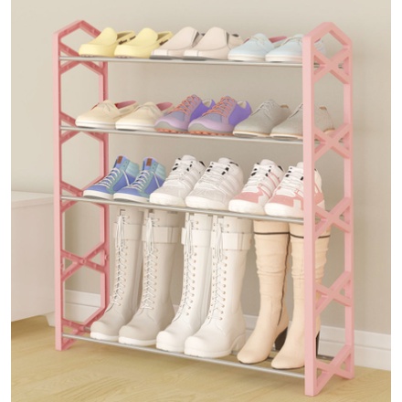 Kệ để giày dép thông minh màu pastel 4 tầng chữ X - Kệ đựng đồ đa năng, decor phòng, để sách báo, túi xách, gấu bông