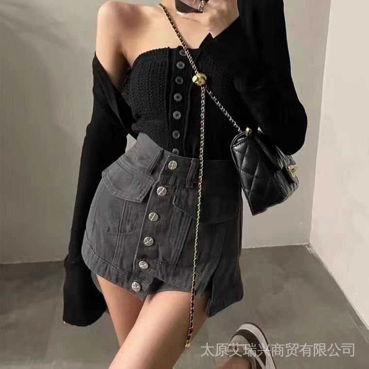 Chân Váy Denim Chữ A Miniskirt Thời Trang Mùa Hè 2022 Phong Cách Mới Cho Nữ