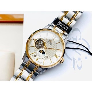 Đồng hồ nam chính hãng orient sun moon 4 ra-as0007s10b size 42,demi vàng-máy cơ tự động-dây kim loại thép cao cấp