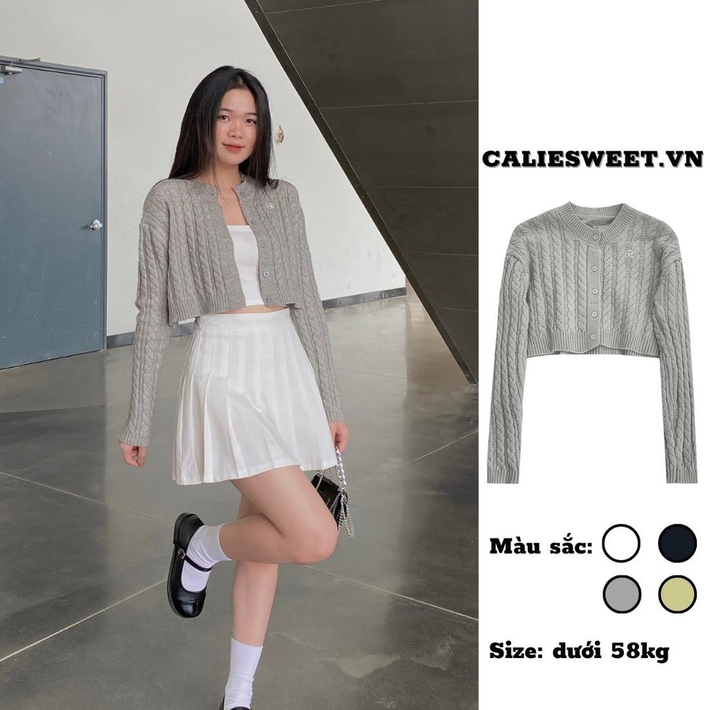 Áo cardigan len thừng Caliesweet áo cardigan len croptop hàng quảng châu loại 1 cao cấp