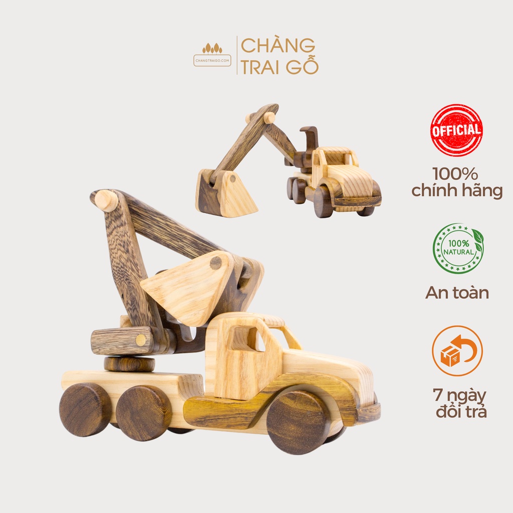 Xe Máy Xúc Đồ Chơi Gỗ Trẻ Em Chàng Trai Gỗ