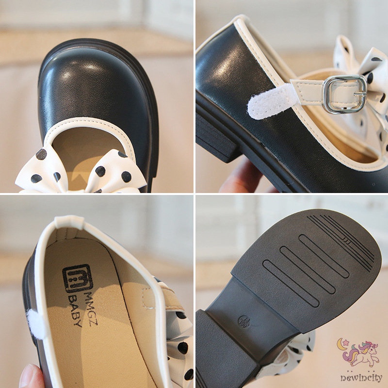 Giày Búp Bê Da Đế Mềm Đính Nơ Phong Cách Anh Quốc Cho Bé Gái