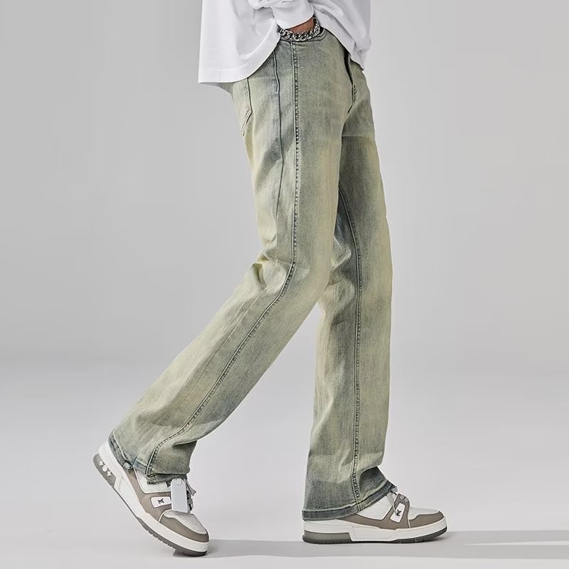 Quần Jean Nhuộm Màu Vàng Bùn Cao Cấp Phong Cách Đường Phố Mỹ Cho Nam Và Nữ