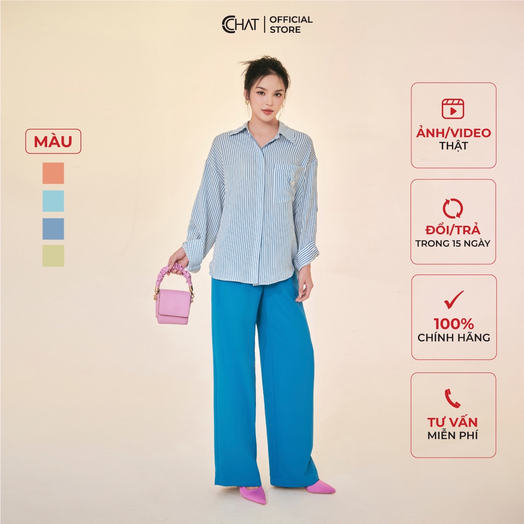 Áo Sơ Mi Nữ 𝐂𝐂𝐇𝐀𝐓 Tràn Vai Chất Thô Cao Cấp 12FDT5033ST