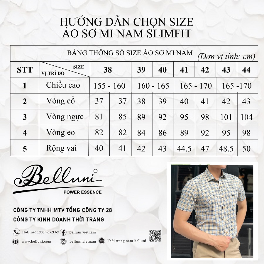 Áo sơ mi nam BELLUNI SLIMFIT trẻ trung năng động - ANS.BPS.BE.206.B7