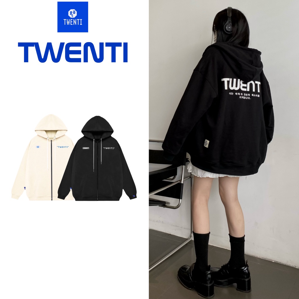 Áo Hoodie Zip Twenti Basic Năng Động Nỉ Bông LocalbrandVN2023
