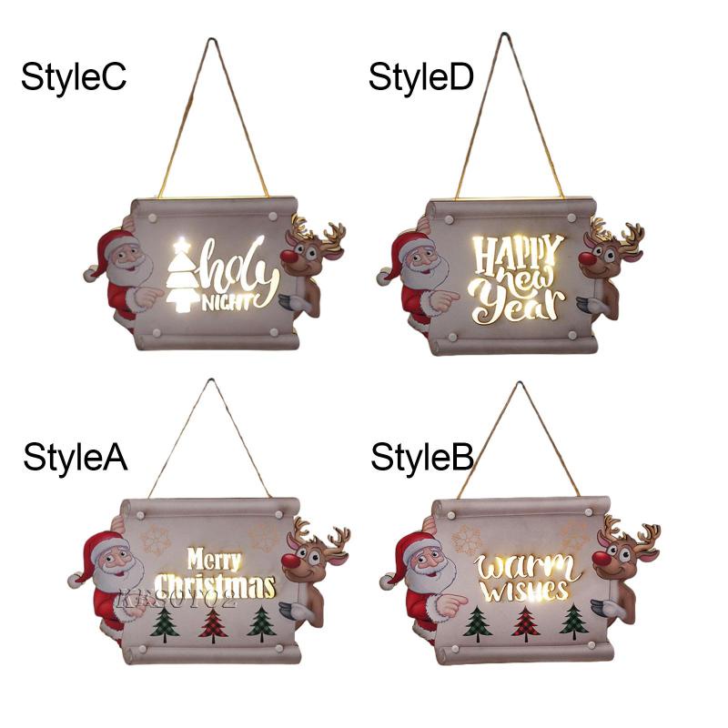[Kesoto2] Đèn LED Dạng Treo Bằng Gỗ Trang Trí Giáng Sinh Phát Sáng Trong Nhà / Ngày Lễ / Nhà Ở / Nông Trại