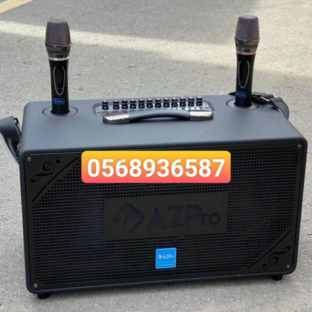 Loa Kéo karaoke AZPRO AZ- 326 Bass Đôi Chất Lượng Cao - kèm 2 Micro không dây kim loại
