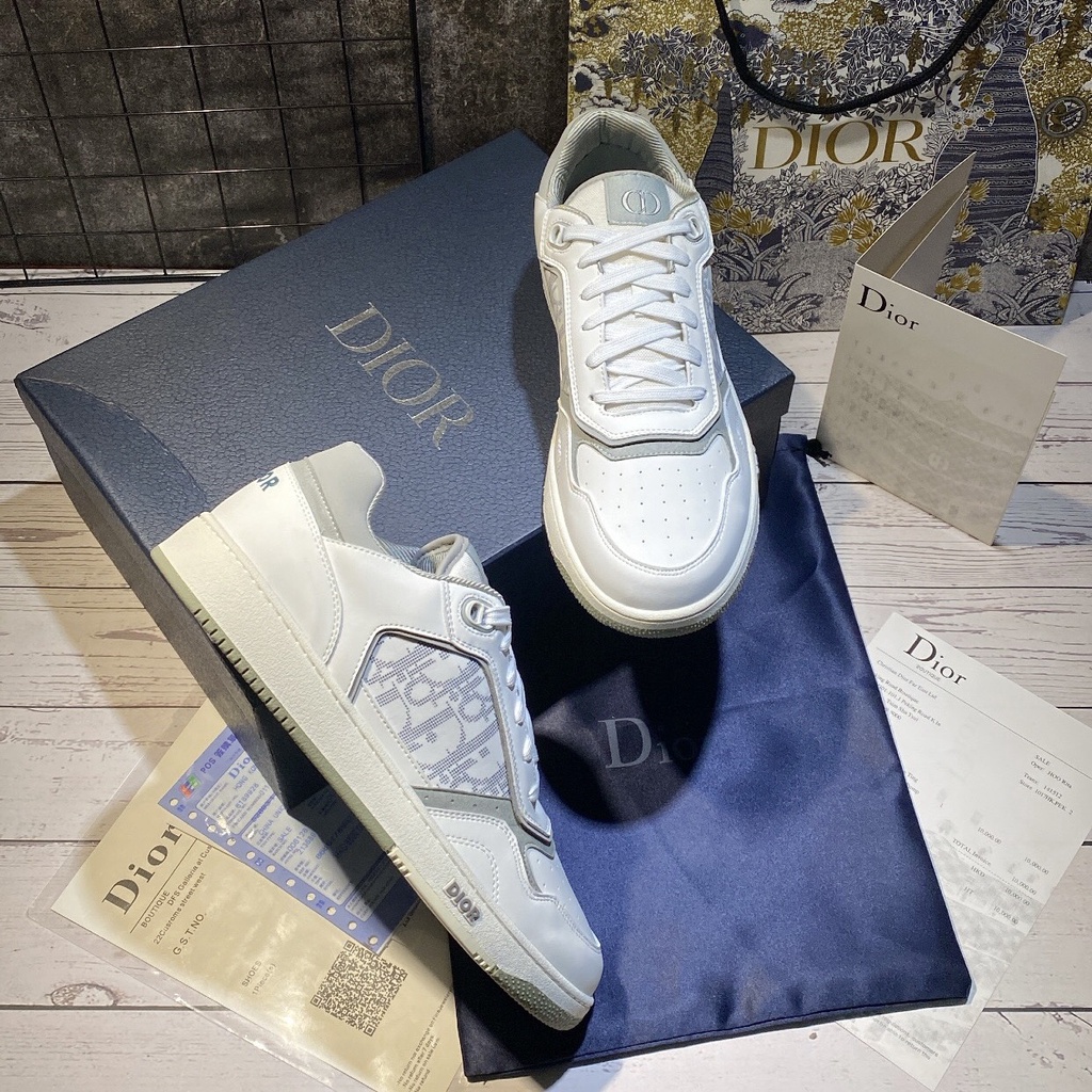 Giày Thể Thao Dior B27 Low 'Dior Oblique Galaxy White'. Giày Dior B27 Trắng Xám.