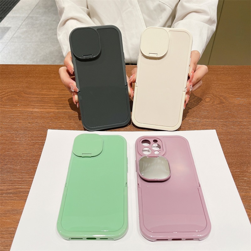 Ốp Điện Thoại Tráng Gương Màu Trơn Có Giá Đỡ Cho iPhone 13 Pro Max iPhone 14 iPhone 11 Pro Max iPhone 12 Pro Max