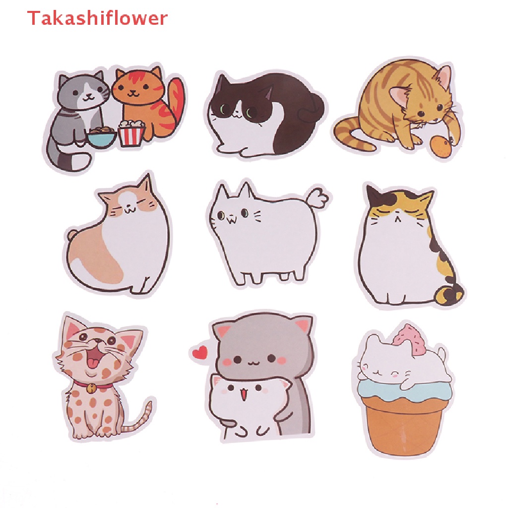 Set 50 Miếng Dán Trang Trí Laptop / Điện Thoại / Ván Trượt / Xe Hơi Hình Mèo Dễ Thương