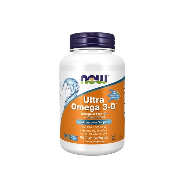 Viên uống Now Ultra Omega 3-D, 600 EPA 300 DHA Fish Oil + Vitamin D