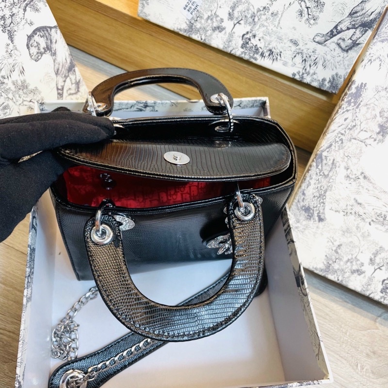 Túi Dl0R Lady TAG BẠC ĐÍNH ĐÁ LẤP LÁNH size 20 full box Supper