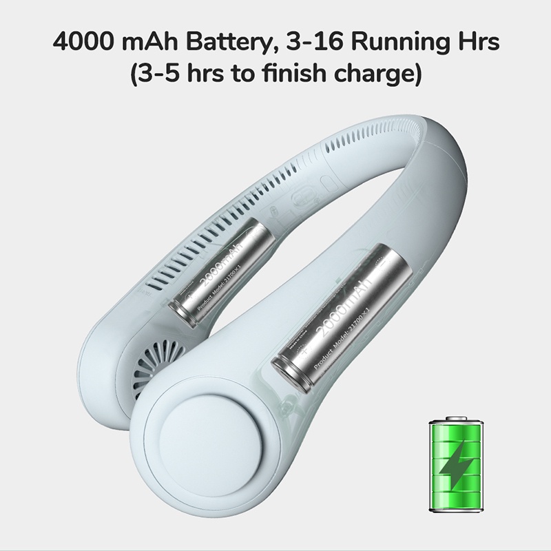 Quạt Mini Đeo Cổ Không Cánh 3 Tốc Độ 4000mAh Có Thể Sạc Lại Phù Hợp Cho Học Sinh / Văn Phòng