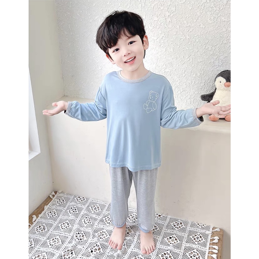 Bộ quần áo trẻ em dài tay Minky Mom Gấu Bông cho bé trai bé gái, vải thun lạnh siêu co giãn, mềm mịn 7-27kg