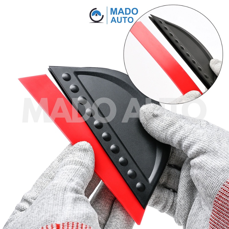 Gạt vệ sinh kính dán Film cách nhiệt ô tô Gạt nhựa kẹp lưỡi cao su ĐỎ MADO AUTO F27