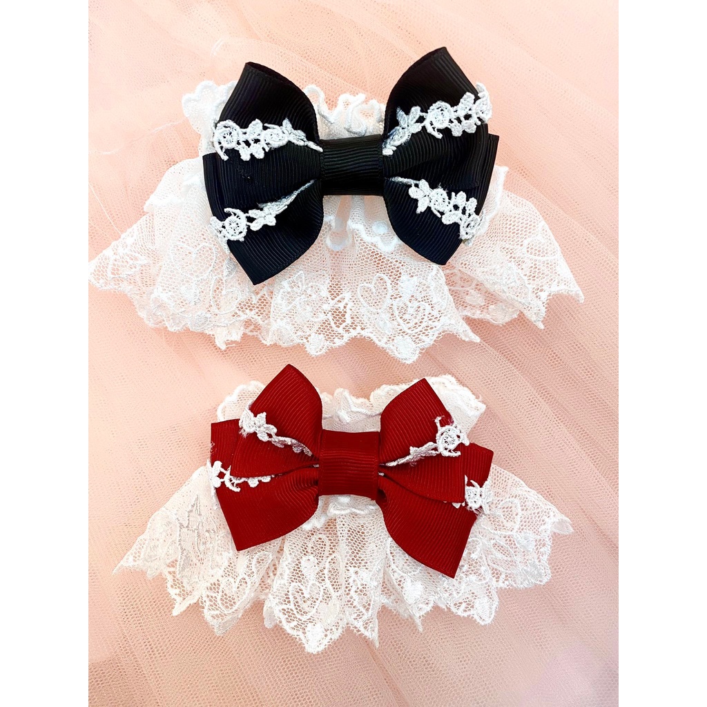 ⚡HOT⚡ Ren cổ tay Wristcuff đỏ/ đen phối ren trắng phụ kiện Lolita siêu xinh