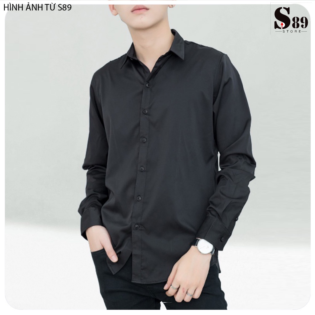 Áo sơ mi nam trơn chất lụa mỏng mềm dể mặc mùa hè