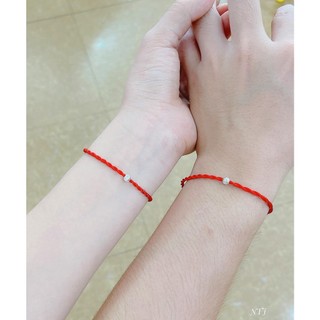Vòng tay chỉ đỏ bi bạc may mắn