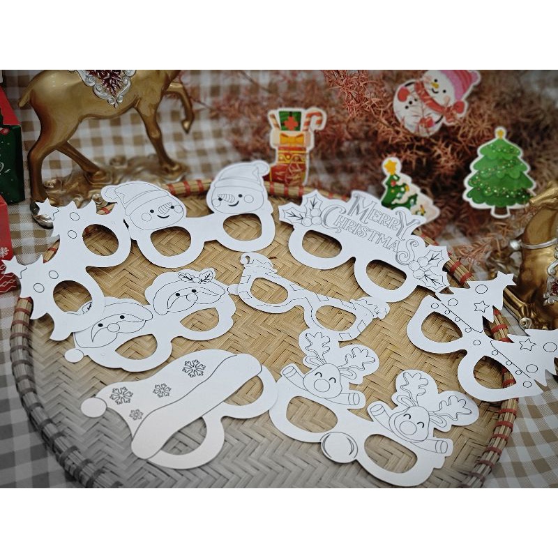 Mặt nạ Noel, Halloween tô màu - kèm dây buộc