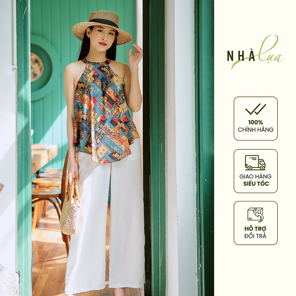 Áo yếm nữ sang chảnh lụa Latin - set áo yếm quần ống suông sang trọng đi chơi nữ Nhà Lụa Store YL006
