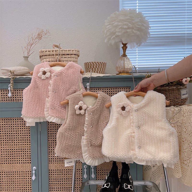 Áo Gile đính hoa cho Bé Gái 8-22kg