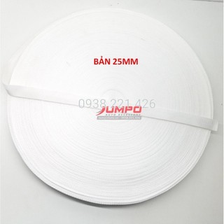 Cuộn dây đai dù polyester trắng 30 mét bản 25mm